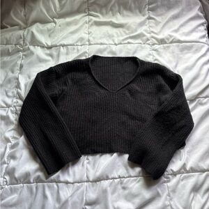 Garage Black Ribbed V-Neck Sweater